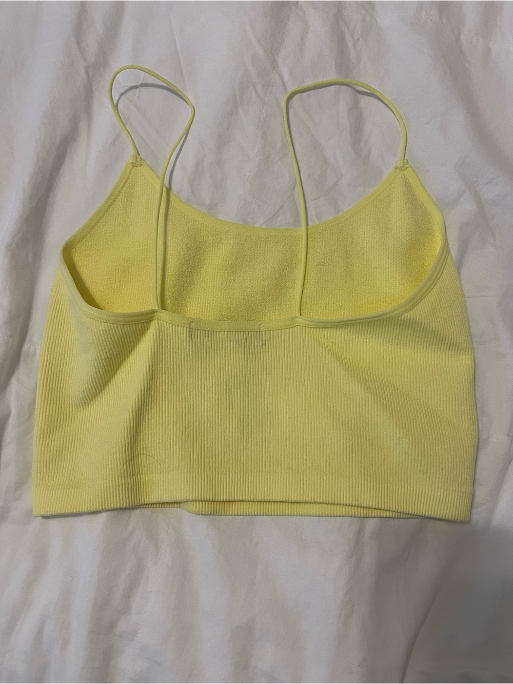 Essentials Yellow Ribbed Cami Crop Top - Picture 2 of 2